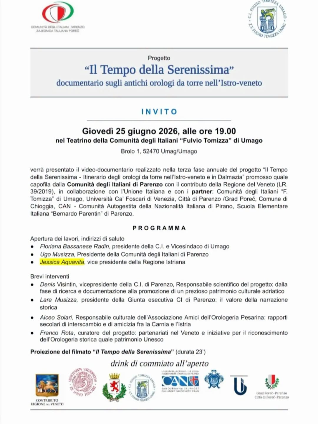 Progetto "Il tempo della Serenissima" - 25/06/2026