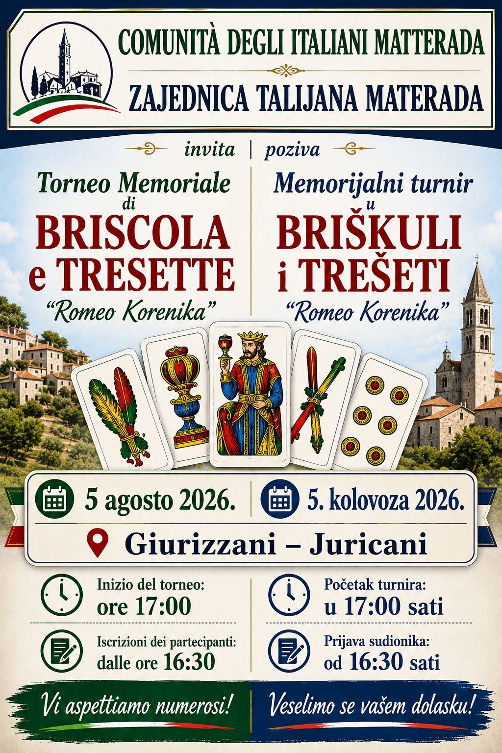 Torneo memoriale di briscola e tresette Romeo Korenika - 05/08/2026